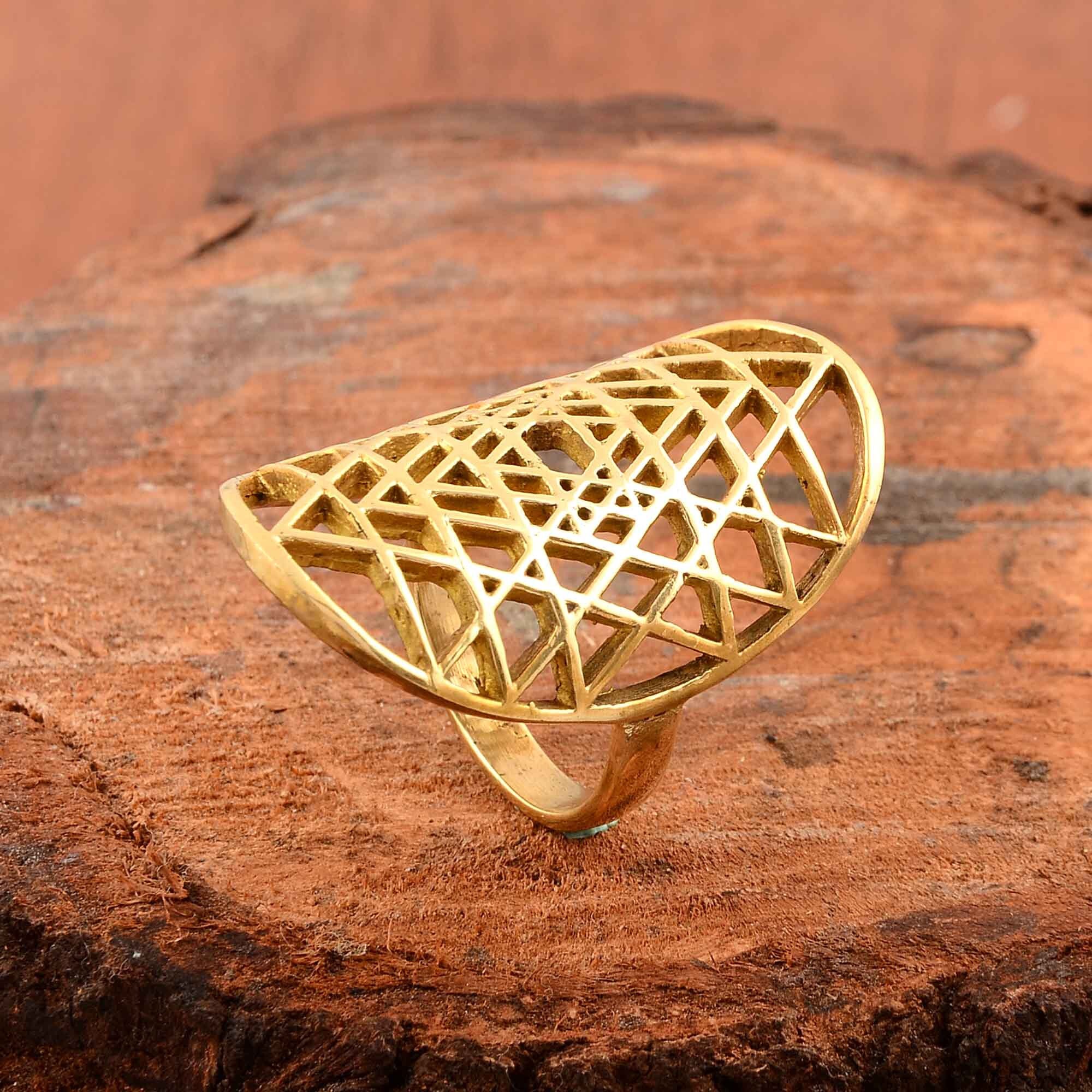 Sri Yantra Ring, Sacred Geometry Ring,gold Plated Ring,spiritual ...