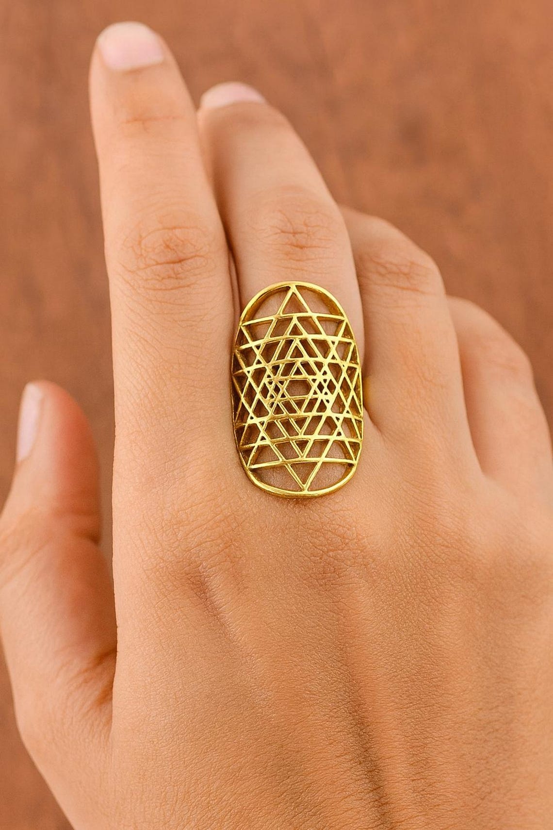 Scared Geometry Ring Sri Yantra Ring, Sacred Geometry Ring,gold Plated Ring,spiritual ...