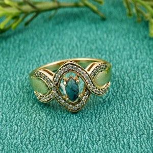 Turquoise Gemstone Ring, Gold Designer Border Ring, 18k Gold Plated Ring, Engagement Ring, Turquoise Jewelry, Natural Turquoise, Gift Ring