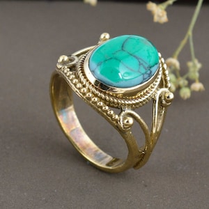 Turquoise Ring, 18k Gold Plated Ring, Gold Turquoise Ring, Engagement Ring, Handmade Jewelry, Gemstone Ring, Turquoise Jewelry, Purpose Ring