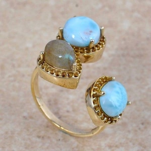 Turquoise Gemstone Ring, 18k Gold Plated Ring, Adjustable Ring, Gold Dainty Ring, Turquoise Jewelry, Engagement Ring, Personalized Gift
