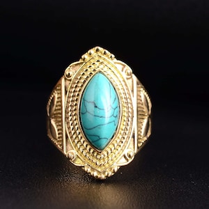 Turquoise Ring, 18k Gold Plated Ring, Gemstone Ring, Statement Ring, Engagement Ring, Personalized GIft, Turquoise Jewelry, Promise Ring