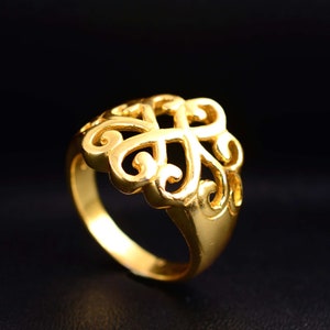 18K Gold Filigree Ring, Gold Floral Ring, Handmade Ring, Vintage Ring,Gold Designer Ring, Dainty Ring,Engagement Ring,Gift Ring,Gift For Her