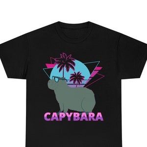 Capybara Retro Capy Retro 80s Synthwave Ok He pull Up Capy Meme Tee Capybara Lover Retro 80s Synthwave Style T-Shirt