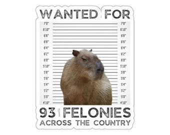 Capybara Mugshot Wanted Poster Meme Sticker, Capybara Committing Crimes Sticker, Capybara Lover Transparent Sticker