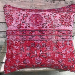 Turkish vintage rug  pillow/euro size pillow/25x25 Pillowcover/large pillow/floor pillow
