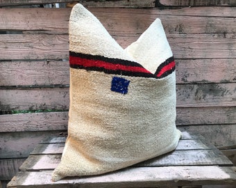 Vintage Turkish Anatolian  Handwoven  hemp kilim  Pillowcase / Pillowcover EURO PİLLOW