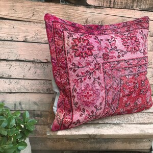 Turkish vintage rug  pillow/euro size pillow/25x25 Pillowcover/large pillow/floor pillow