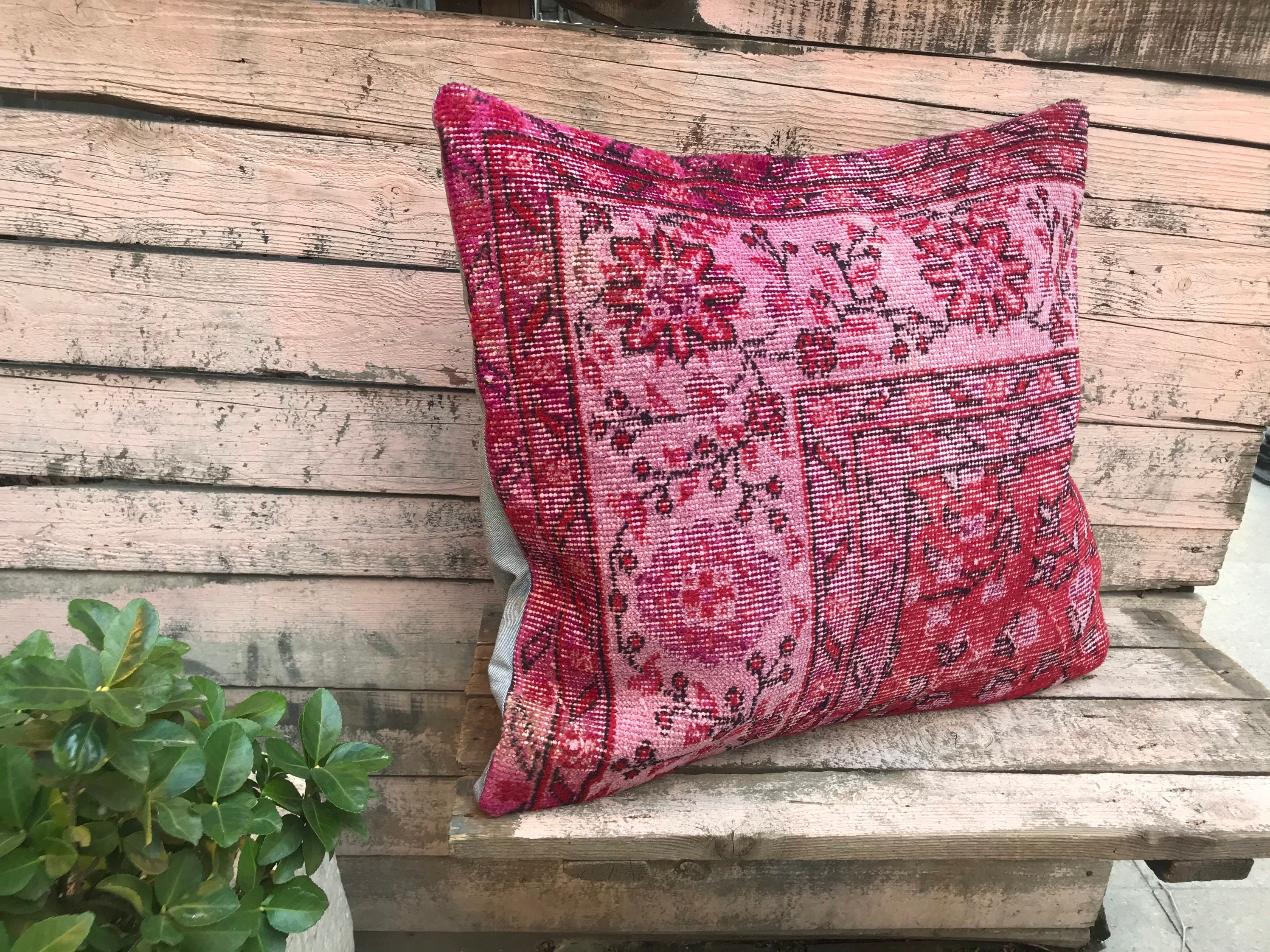 Turkish Vintage Rug Pillow/euro Size Pillow/25x25 Pillowcover/large
