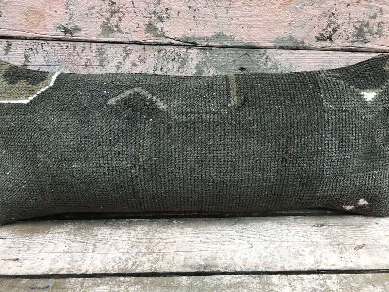 Black Rug pillow vintage Turkish cushion cover lumbar pillow