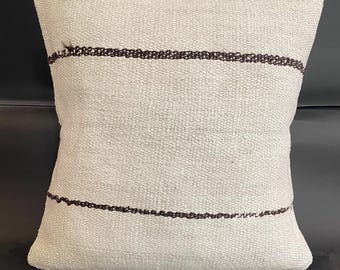 Handmade Vintage Kilim Pillow Cover | Turkish Tribal Cushion Size: 20" by  20" (Metric unit 50 by  50 cm  )