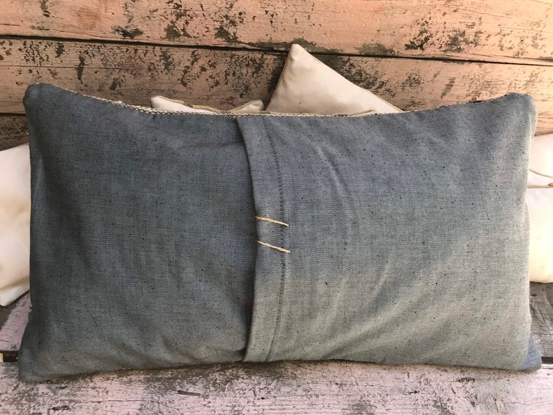 Vintage Turkish Anatolian rectangular Handwoven Wool carpet Pillowcase overdye pillow
