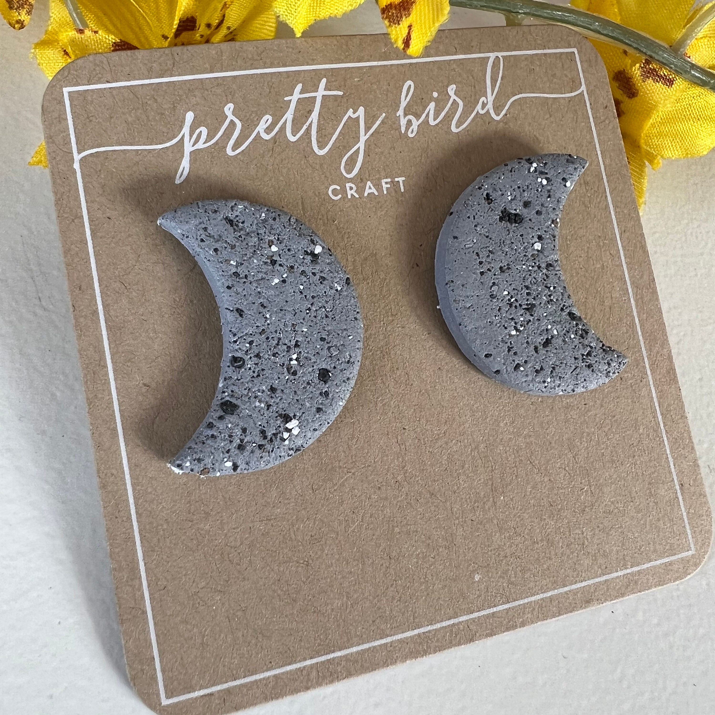 Mond Ohrstecker aus Kunstbeton Handgefertigte Ohrstecker | Etsy