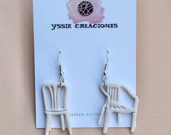 White Plastic Chairs Clay Earrings, Statement Earrings, Bunny Puerto Rico Earrings, Trending Puerto Rico Album.