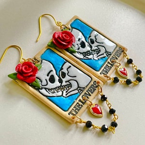Tarot Card Earrings, The Lovers Tarot Card, The Sun and The Moon Tarot Card, Mystic  Fortune-telling  Cards, Witch Vibes Clay  Earrings.