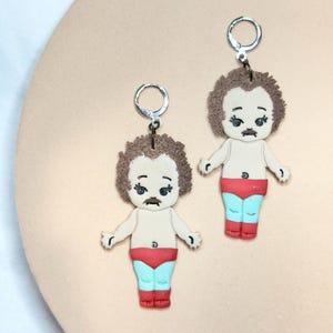 Luchador clay earrings-mexican wrestler-mexican earrings-wrestling mask-nacho libre-el santo-blue demon-wrestling of mexico.