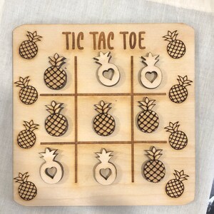 Wooden tic tac toe game, wood game, gift, pineapples, pineapple gift