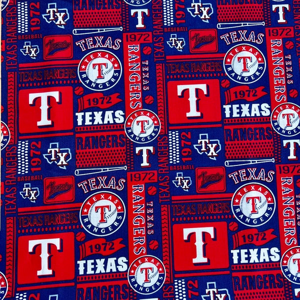 Texas Rangers Baseball Vintage 100% Cotton Broadcloth Fabric by the Yard