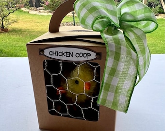 Chicken Coop Replica with Wind Up Baby Chick FOR Easter Basket / Personalized Gift / Party Favor / Farm or Barnyard Children’s Birthday