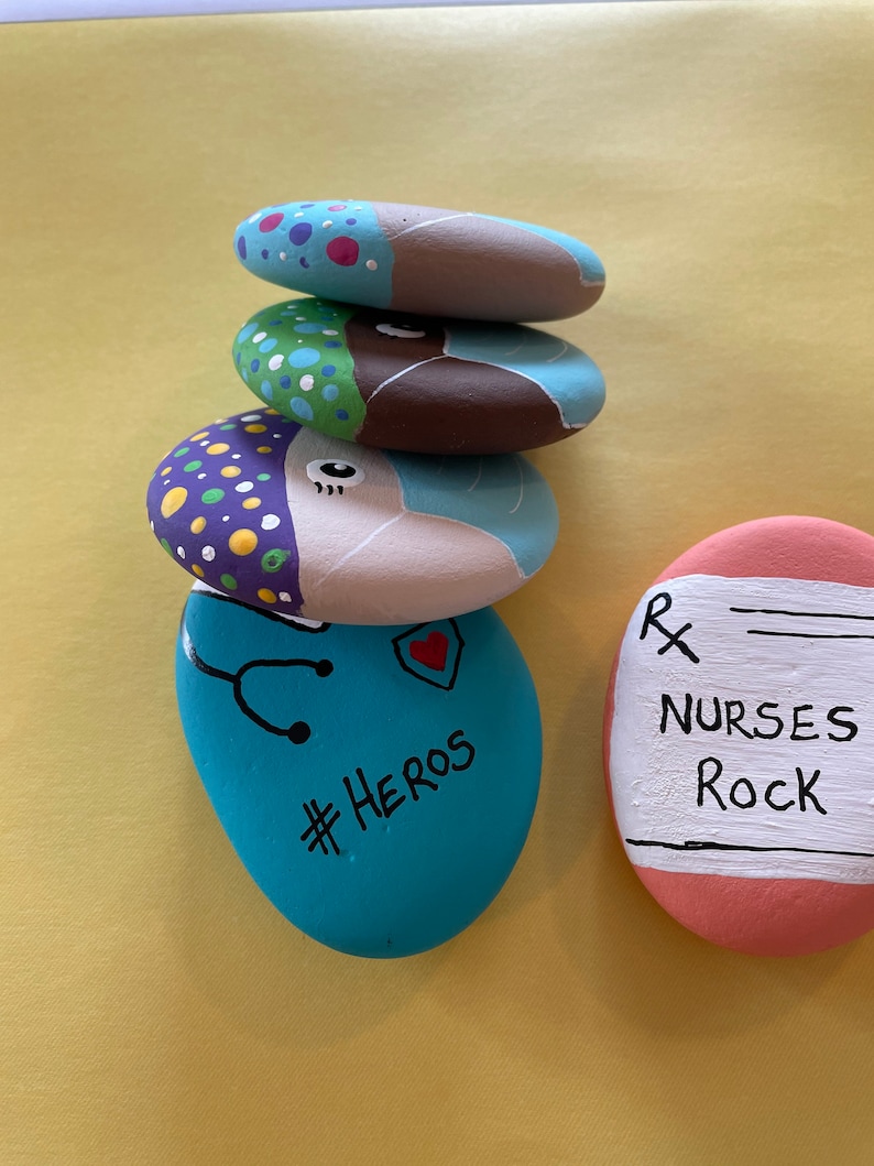 Custom Set of Healthcare Hero Painted Rocks - Etsy