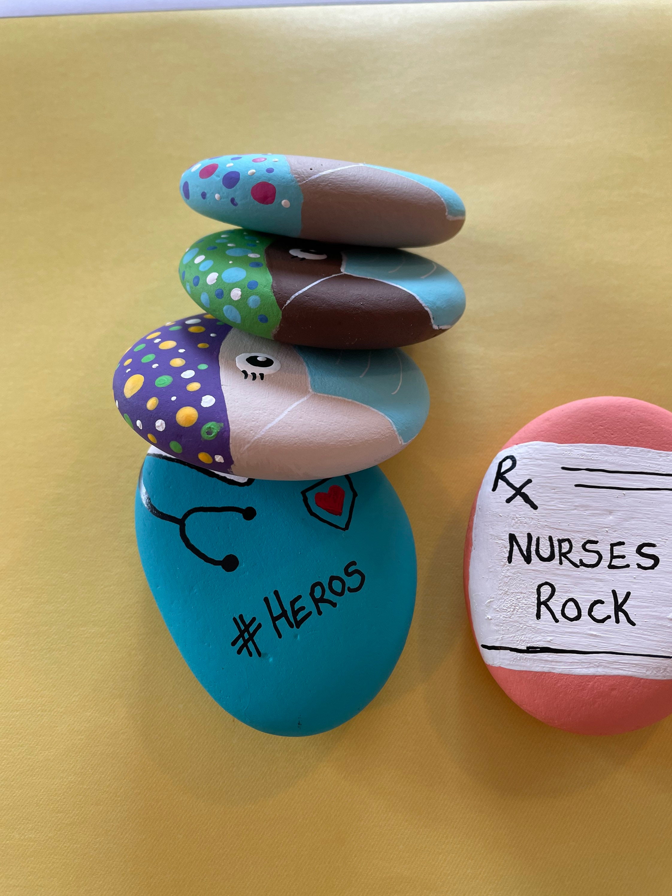 Custom Set of Healthcare Hero Painted Rocks - Etsy