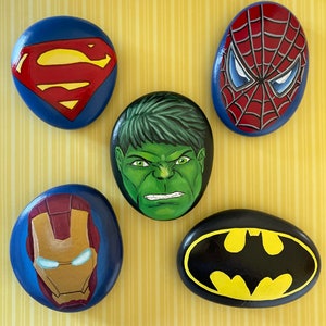 Superhero Custom Painted Rocks, Small Gift, Paperweight - Etsy