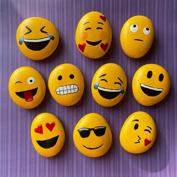 Custom Set of Handpainted Emoji Rocks, Small gift, desk decoration