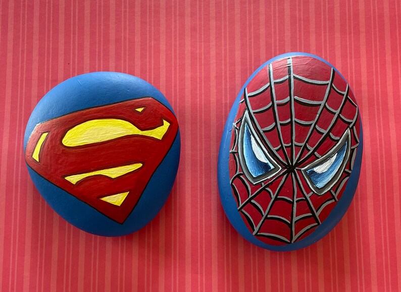 Superhero Custom Painted Rocks, Small Gift, Paperweight - Etsy