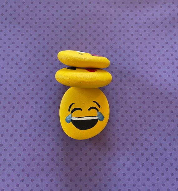Custom Set of Handpainted Emoji Rocks, Small gift, desk decoration