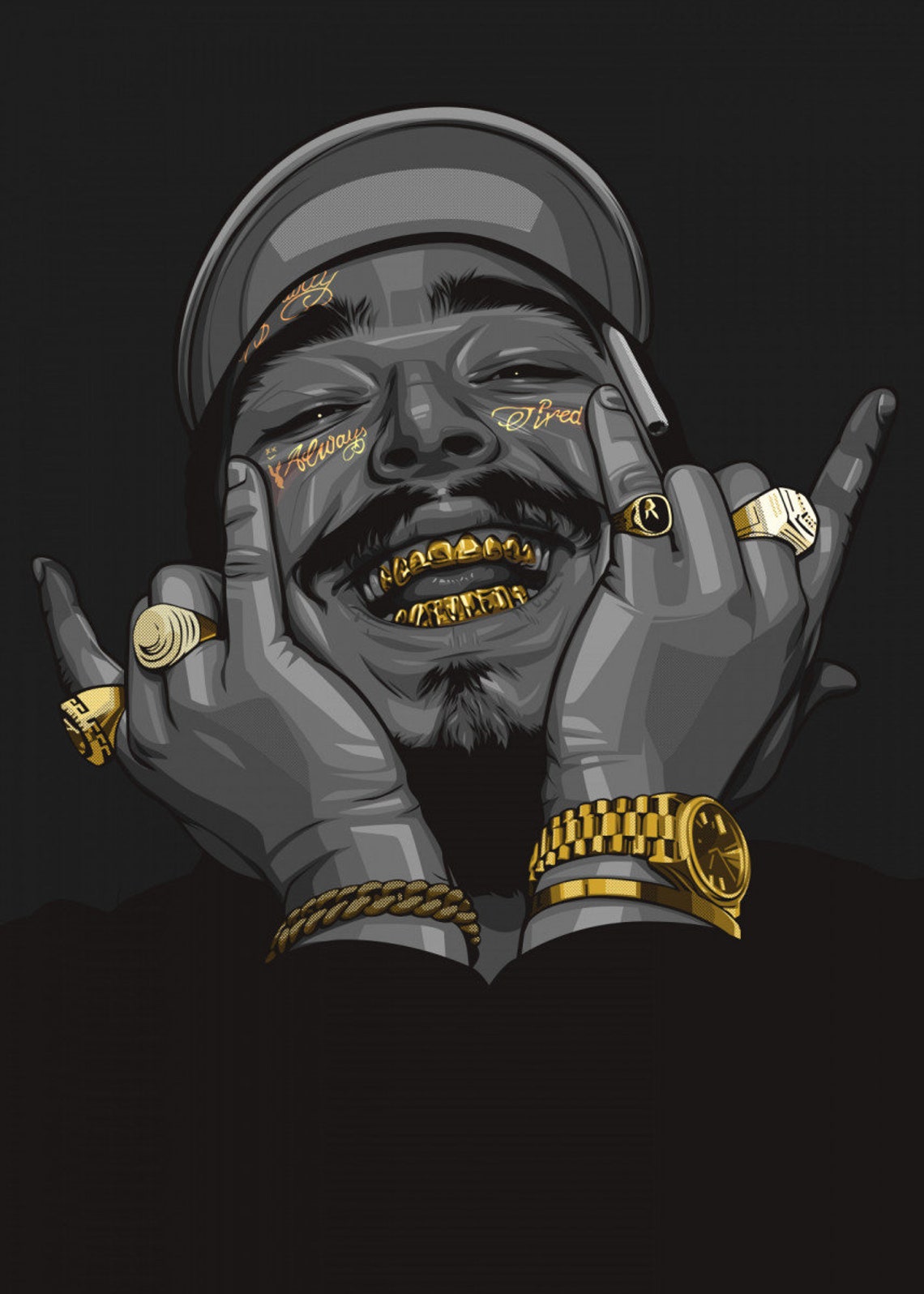 Poster Post Malone gloss poster home decor wall art print | Etsy