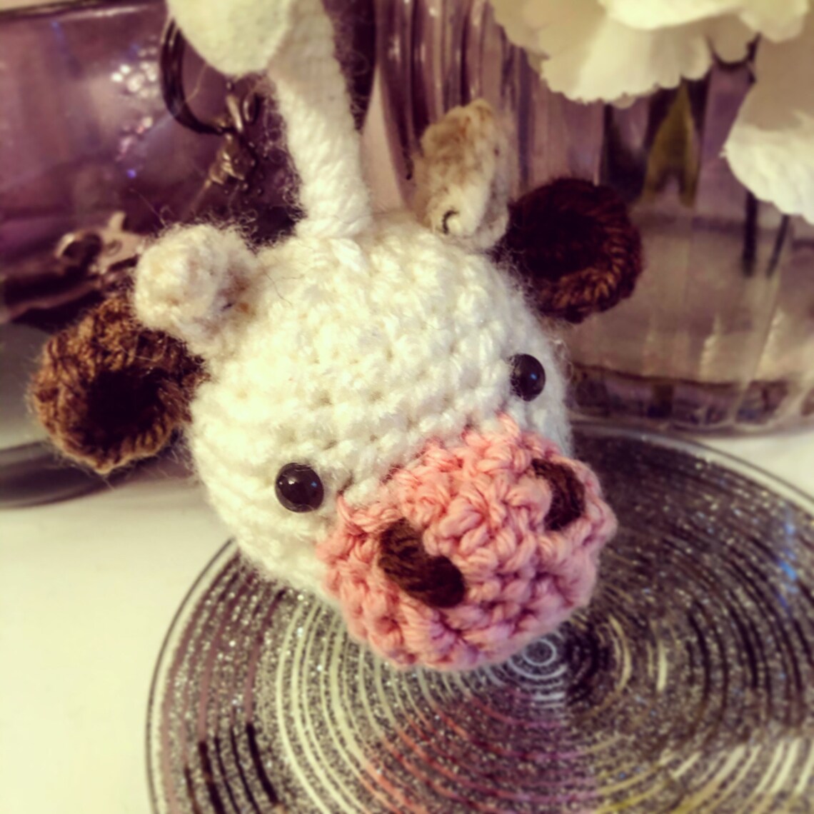 Crocheted Amigurumi Cow Keyring / keychain / bag charm Etsy