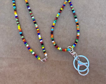 Multi color beaded lanyard