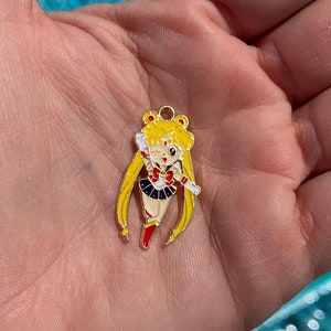 Sailor moon charm, enamel painted gold metal charm for zipper, backpack, planner charm