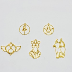 Sailor Moon open bezel charms for crafting, metal anime charms for keychains and jewelry