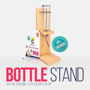 Guineapet® Kiln Dried Pine Wood Water Bottle Stand / Holder for Small Pets