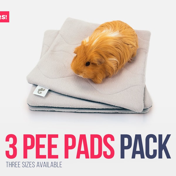 Pack de 3 serviettes hygiéniques en polaire pour animal de compagnie. Litière pour cochons d'Inde, lapins, chinchillas, hérissons et autres petits animaux de compagnie