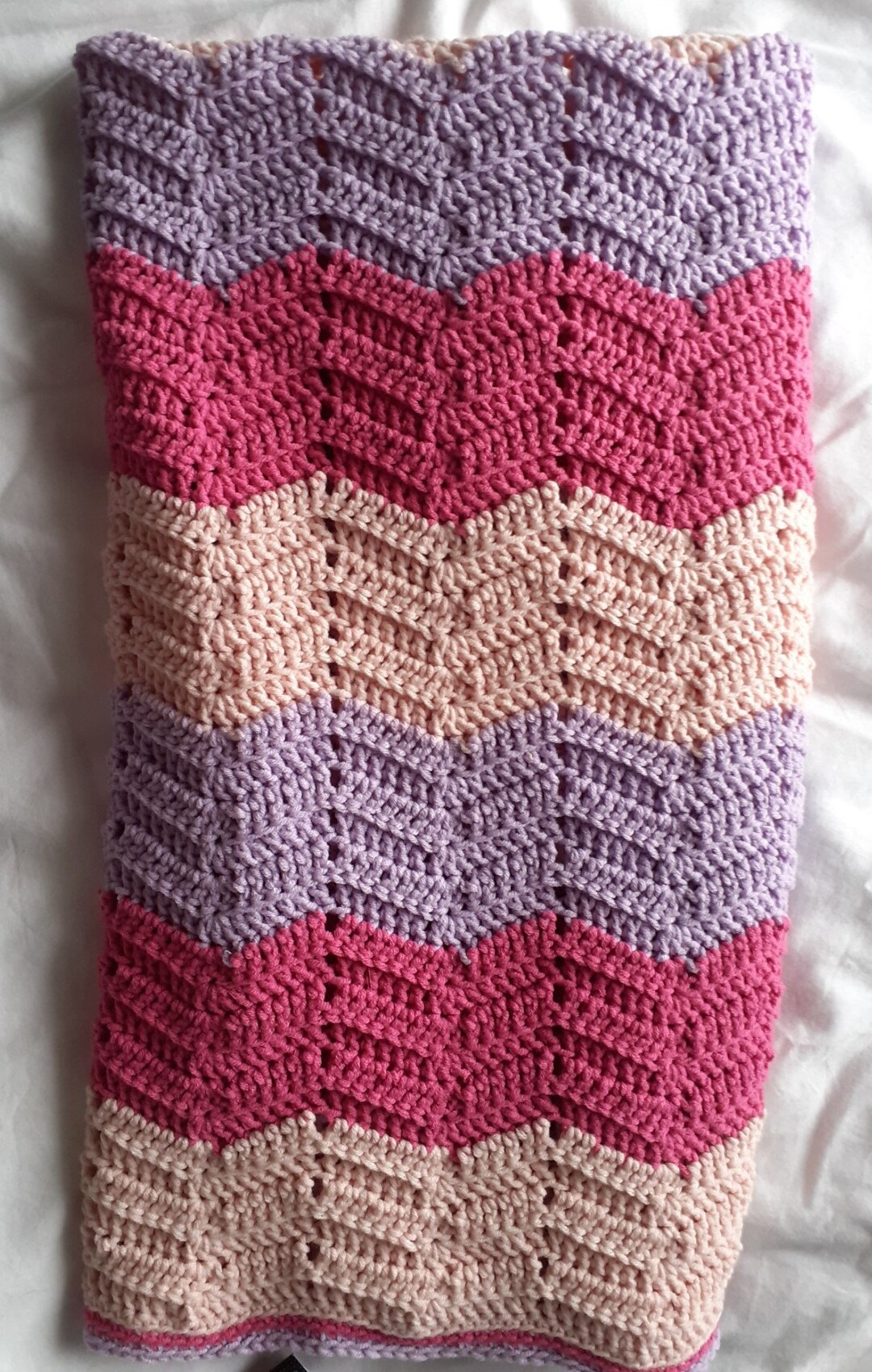 Pinks Ripple Baby Blanket in Cotton Mix Yarn Etsy