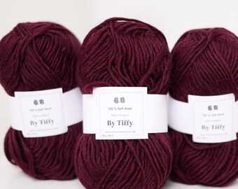 Hilo de lana berenjena súper grueso - Ovillo de 100 g