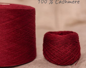 Luxury 100% Cashmere Yarn: Italian Red, Knitting & Weaving, 1400m per 100g