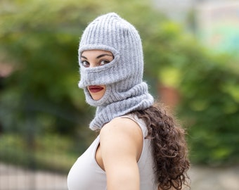 Knitted balaclava, handmade ski mask , Fetish Balaclava, unisex balaclava hat, knitted winter hat, sustainable winter clothing  B128