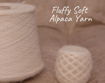 Hilo de alpaca blanco extremadamente suave: peso de encaje cepillado italiano