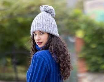 Alpaca wool beanie, Soft knitted wool hat, Alpaca hand made hat, hat beanie for autumn winter spring , Christmas gift B122