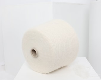 Cone de lã de alpaca creme: Tricô, crochê, tecelagem (100g / 3,52oz)