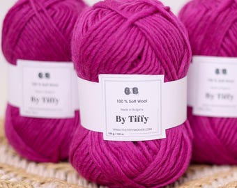 Hilo de lana gruesa rosa: lana súper voluminosa y suave (100 g)