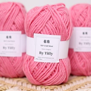 100 % laine douce, fil super épais (super épais), pelotes de 100 g. , fil de laine rose