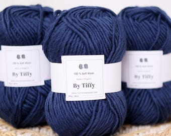 Denim Blue Wool Yarn: Aran Worsted Weight, Soft & Feltable