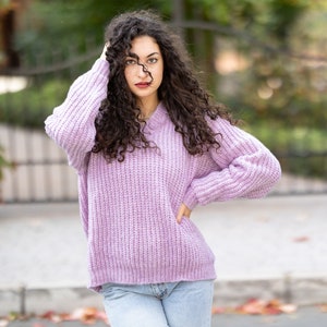 V-neck sweater ,Purple Winter Sweater, Soft Alpaca Sweater , alpaca wool pullover, alpaca cardigan, alpaca soft sweater, knit pullover, B132