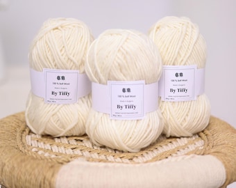 Super Bulky Soft Wool Yarn: Ivory White, Knit Weight #6