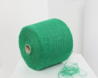 Alpaca / Wool yarn on cone,  yarn for hand knitting and machine knitting , weaving and crochet, per 100g / 3.52oz , Green yarn