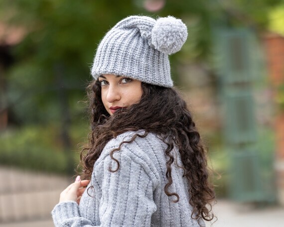 Grey beanie hat womens best sale